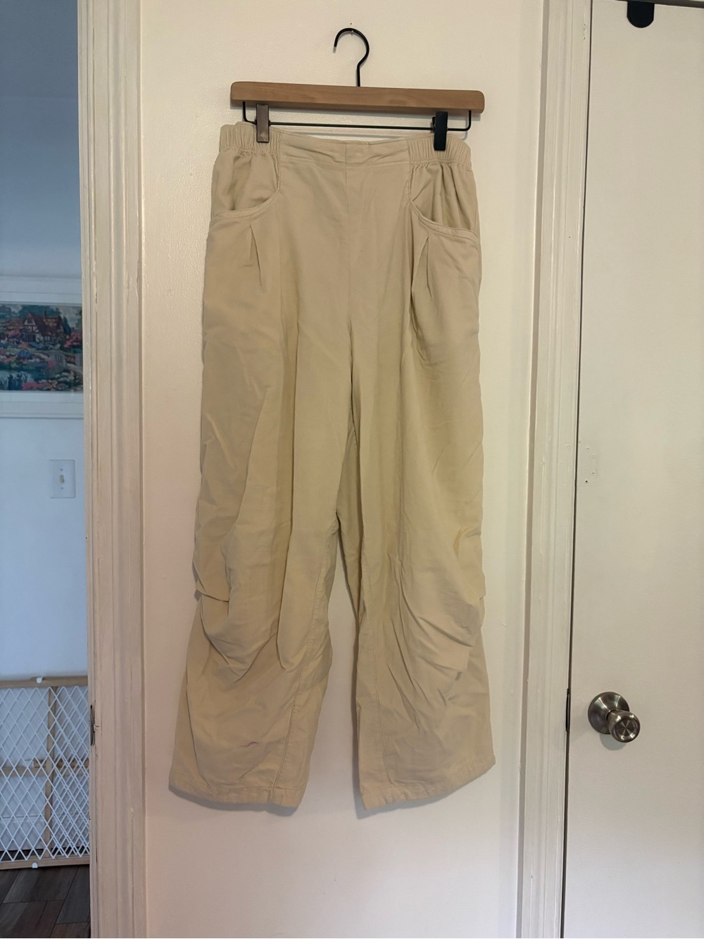 Free People Light Beige Corduroy Wide Leg Casual Pants